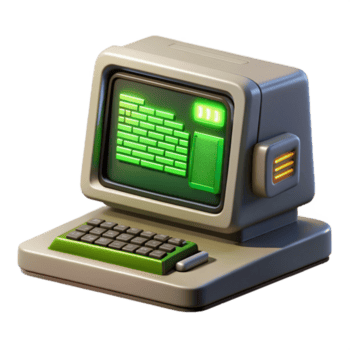 schön klassisch ein retro Computer Terminal Anzeigen Komplex Code, Pixel Kunst Stil, Grün einfarbig Beleuchtung authentisch png