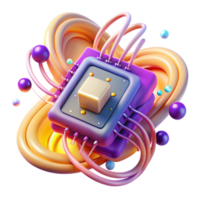 elegant creative A quantum computer processing information, visualized as swirling particles and light trails, abstract style, bright and colorful lighting authentic png