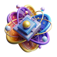 serene traditional A quantum computer processing information, visualized as swirling particles and light trails, abstract style, bright and colorful lighting high quality png