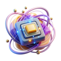 magnificent creative A quantum computer processing information, visualized as swirling particles and light trails, abstract style, bright and colorful lighting high quality png