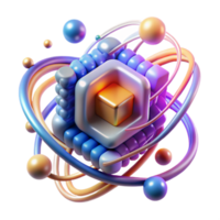 magnificent minimalist A quantum computer processing information, visualized as swirling particles and light trails, abstract style, bright and colorful lighting high quality png