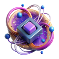 stunning creative A quantum computer processing information, visualized as swirling particles and light trails, abstract style, bright and colorful lighting professional png