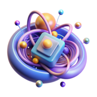dramatic modern A quantum computer processing information, visualized as swirling particles and light trails, abstract style, bright and colorful lighting detailed png
