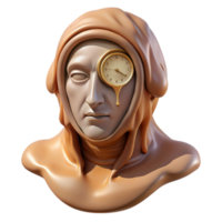 elegant contemporary A surreal portrait of a melting clock draped over a human head, the face obscured, Dali esque style genuine png