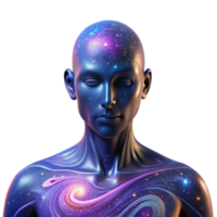elegant traditional An abstract portrait of a human form composed of swirling galaxies and nebulae, cosmic and vibrant, no distinct facial features professional png