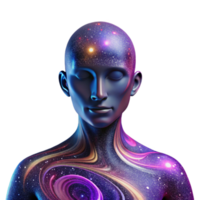 extraordinary vintage An abstract portrait of a human form composed of swirling galaxies and nebulae, cosmic and vibrant, no distinct facial features genuine png