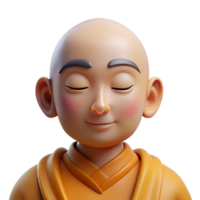 impressive traditional A serene portrait of a meditating monk with closed eyes and a peaceful expression, soft, natural lighting high quality png