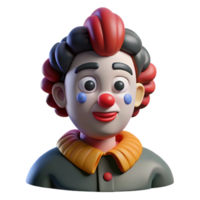 dramatic abstract Portrait of a clown with exaggerated features and a melancholic expression, stark contrasting light and shadow, unsettling and dramatic original png