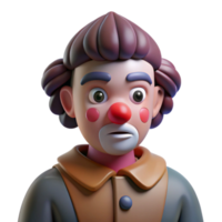 beautiful creative Portrait of a clown with exaggerated features and a melancholic expression, stark contrasting light and shadow, unsettling and dramatic authentic png