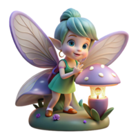vibrant minimalist A mischievous pixie with iridescent wings, holding a flickering firefly lantern, hidden within a giant, bioluminescent mushroom forest, lit by soft, ethereal light.... png