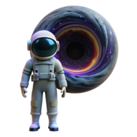 elegant classic A lone astronaut wearing a futuristic spacesuit, gazing at a colossal black hole, vibrant nebulae swirling around it, cosmic horror style genuine png