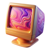 serene abstract A vintage computer monitor displaying a swirling vortex of vibrant fractal patterns, bathed in the warm glow of CRT phosphors, vaporwave aesthetic detailed png