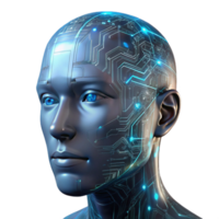 wonderful classic A transparent human head filled with swirling digital data, glowing circuit patterns visible on the skin, cyberpunk, dark and moody lighting exclusive png
