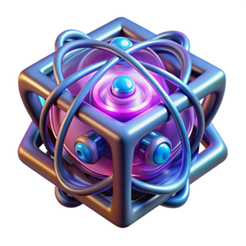 sbalorditivo artistico un' quantistico computer nucleo con raggiante energia vorticoso entro un' cristallino struttura, intricato geometrico modelli, vivace neon colori originale png