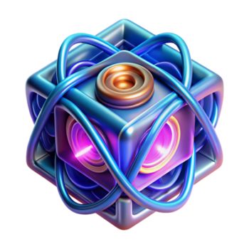 sereno artistico un' quantistico computer nucleo con raggiante energia vorticoso entro un' cristallino struttura, intricato geometrico modelli, vivace neon colori autentico png