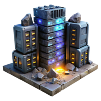 serene rustic A dilapidated, abandoned server room with flickering screens displaying distorted code, dust motes illuminated by shafts of light, post apocalyptic style premium png
