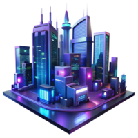 serene minimalist A futuristic cityscape at night, towering holographic advertisements shimmering in the rain slicked streets, cyberpunk style, neon lighting high resolution png