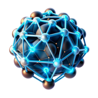 wonderful vintage A network of interconnected glowing nodes forming the shape of a human brain, complex patterns, dark background with bright neon lines original png