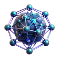 magnificent artistic A network of interconnected glowing nodes forming the shape of a human brain, complex patterns, dark background with bright neon lines 4K png