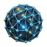 elegant creative A network of interconnected glowing nodes forming the shape of a human brain, complex patterns, dark background with bright neon lines detailed png