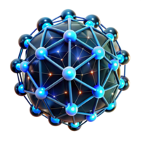 magnificent creative A network of interconnected glowing nodes forming the shape of a human brain, complex patterns, dark background with bright neon lines authentic png