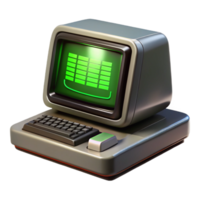 magnificent contemporary A vintage computer terminal displaying cryptic code, green text on a black screen, scanlines and CRT distortion, dim ambient lighting 4K png