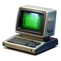 magnificent creative A vintage computer terminal displaying cryptic code, green text on a black screen, scanlines and CRT distortion, dim ambient lighting exclusive png