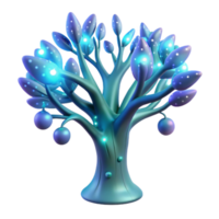 elegant minimalist A bioluminescent tree in a dark forest, glowing branches and leaves, magical realism style, ethereal light authentic png