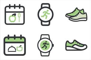Wellness Icons, Diet, Exercise, and Activity Tracking vector