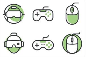 VR Headsets, Game Controllers, and Computer Mice Icons vector