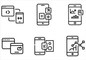 Data analysis set of web icons in line style. Data analytics icons for web and mobile app. Graphs performance. vector