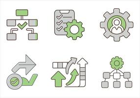 Workflow icon set. Containing process, scheme, management, diagram, flowchart and more. Solid icons collection. vector