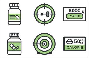 Wellness Icons, Diet, Exercise, and Supplements vector