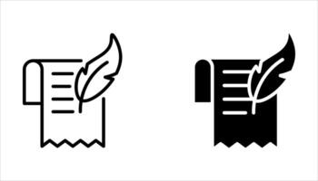 feather pen icon set on white background vector