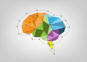 Abstract background with colorful polygon brain vector