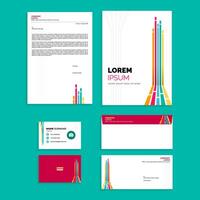 Office Stationery Set Design with Abstract Line Perspective Composition vector