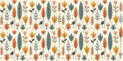 Cute and minimalistic illustration in a retro Scandinavian style Seamless Pattern vector