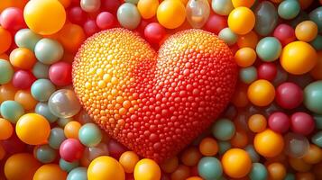 Heart Made of Multicolored Plastic Balls as Background Closeup photo