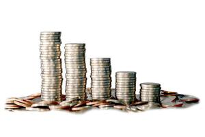 Stacks of Coins Increasing in Height Representing Financial Growth and Economic Success on a White Background photo