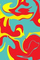 Abstract fluid background of vibrant red yellow, and turquoise color illustration vector