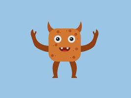 flat illustration of a cartoon monster with a rectangular body vector