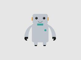 flat illustration of a cartoon robot standing with a smiling face vector