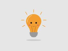 flat illustration of a cartoon light bulb with a smiling face vector