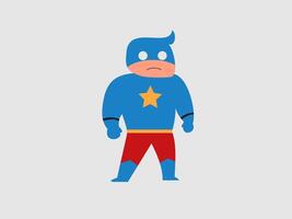 flat illustration of a cartoon superhero standing with a sad expression vector