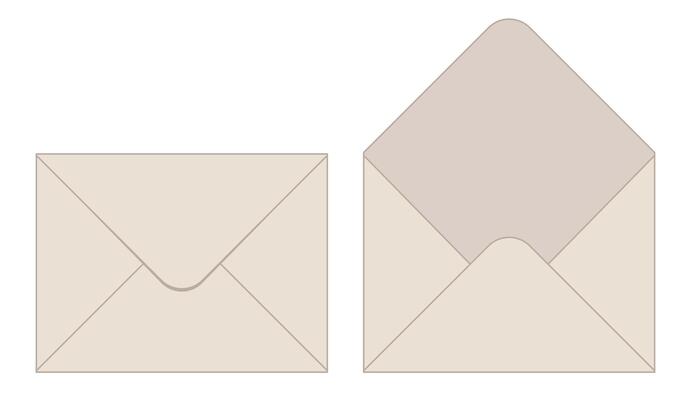 envelope, color illustration of sealed and open envelopes, isolated on white background