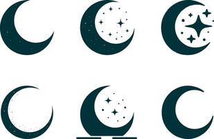 Crescent Moon Icon Set vector