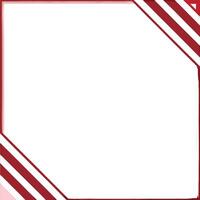Red and White Stripes Border Frame with Diagonal Corners for Modern Aesthetics. vector