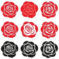 Minimalist Rose Silhouette Design in Black and Red. vector
