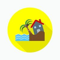 Coastal flat icon isolated on circular colored background with long shadow. vector