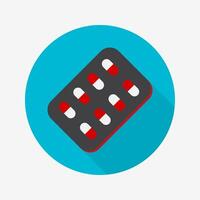 Tablet flat icon isolated on circular colored background with long shadow. vector